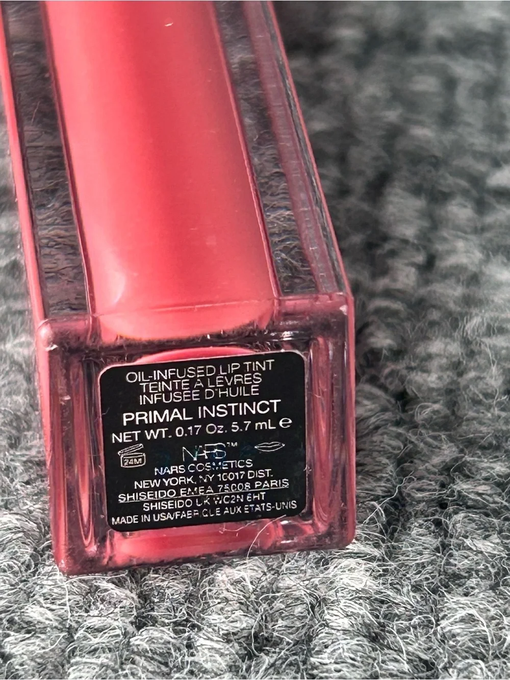 NARS Oil Infused Lip Tint in PRIMAL INSTINCT Full Size .17oz NWOB Pink Gloss